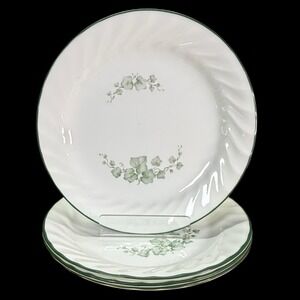 Corelle Callaway Ivy Bread/Dessert Plates Green Trim White Swirl 7 1/4" Set of 4